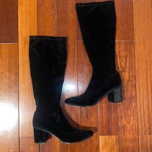 Mid knee velvet boots (black)